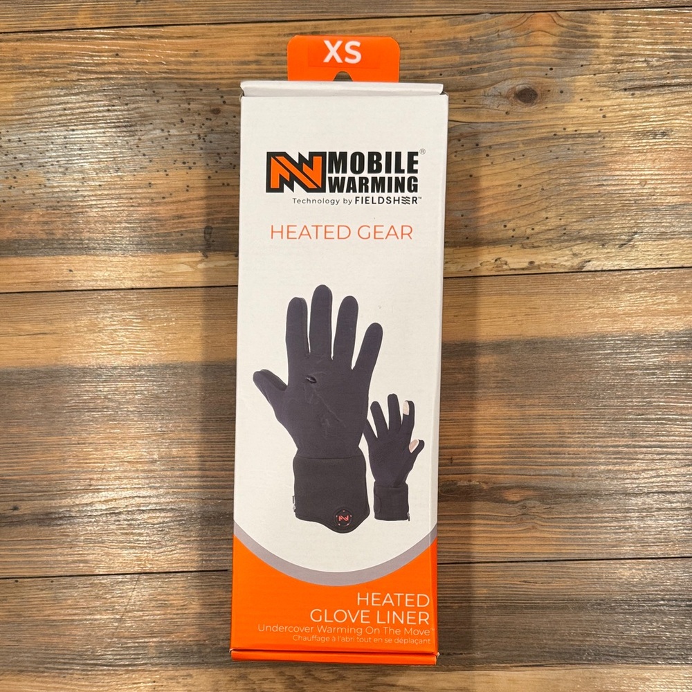 Mobile Warming rechargeable battery operated heated glove liner.